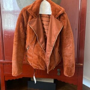 Brand New w tags reversible for fur & down jacket burnt orange